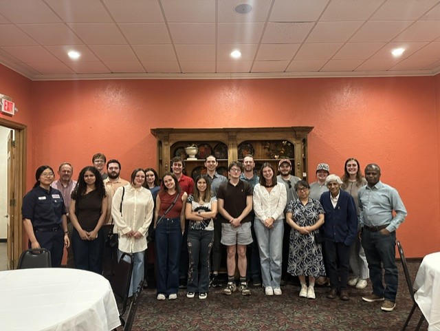 Students, faculty, and industry partners together at a dinner that was part of an industry trip to visit the companies Invista and Eastman.